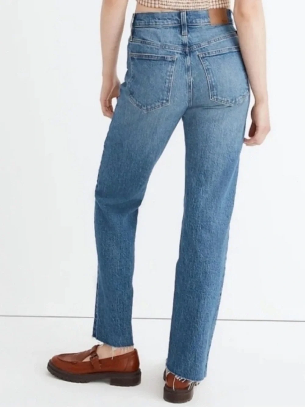Madewell Jeans The Mid Rise Perfect Vintage Crossover Zipper Raw Hem Blue 27